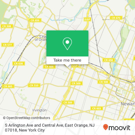 S Arlington Ave and Central Ave, East Orange, NJ 07018 map