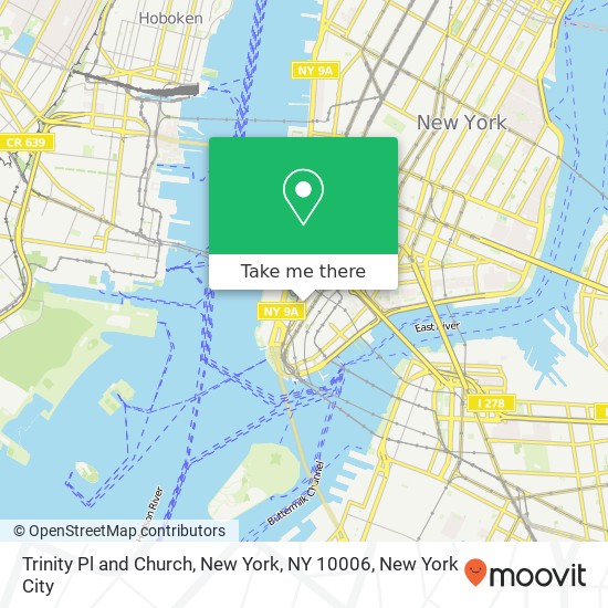 Trinity Pl and Church, New York, NY 10006 map