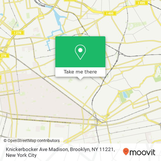 Mapa de Knickerbocker Ave Madison, Brooklyn, NY 11221