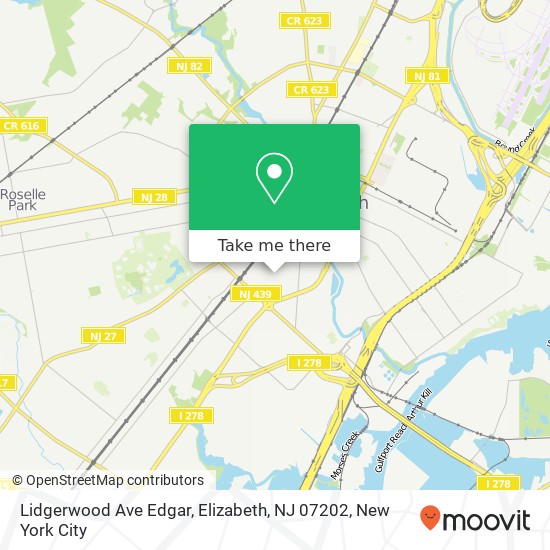 Mapa de Lidgerwood Ave Edgar, Elizabeth, NJ 07202