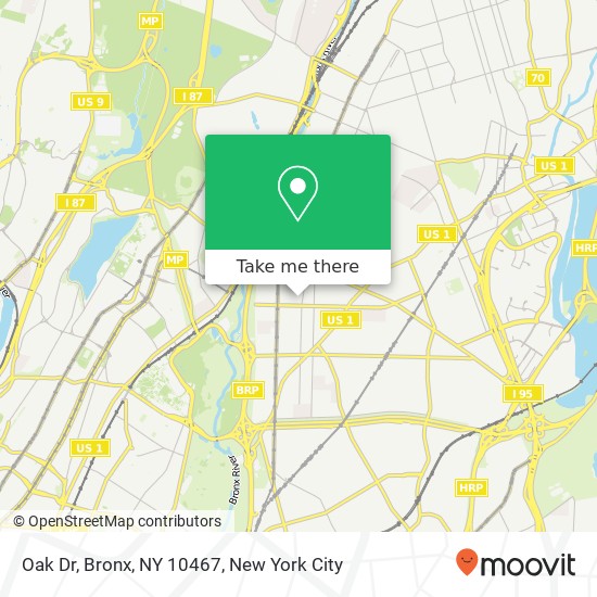Mapa de Oak Dr, Bronx, NY 10467