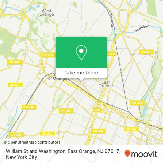 Mapa de William St and Washington, East Orange, NJ 07017