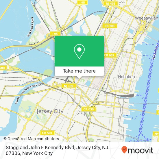 Mapa de Stagg and John F Kennedy Blvd, Jersey City, NJ 07306