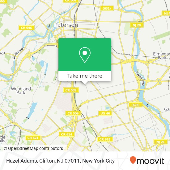 Hazel Adams, Clifton, NJ 07011 map