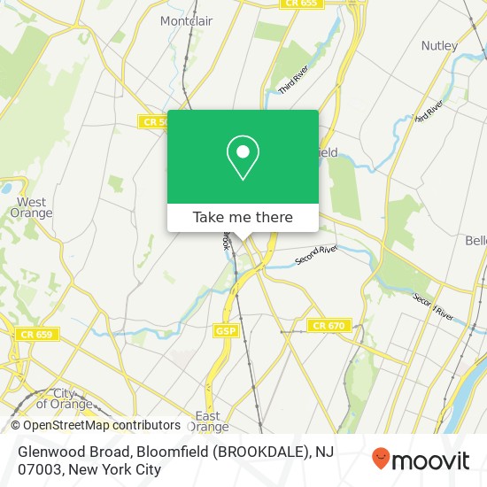 Glenwood Broad, Bloomfield (BROOKDALE), NJ 07003 map