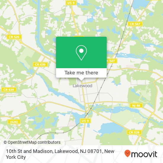 Mapa de 10th St and Madison, Lakewood, NJ 08701