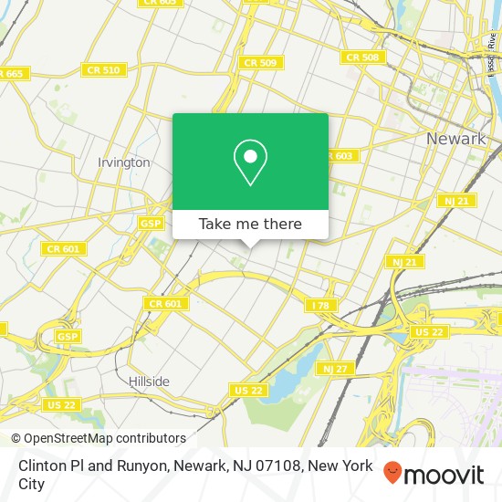 Mapa de Clinton Pl and Runyon, Newark, NJ 07108