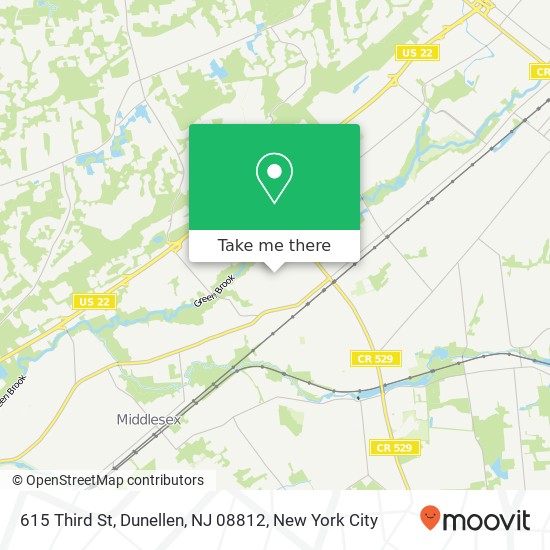 Mapa de 615 Third St, Dunellen, NJ 08812