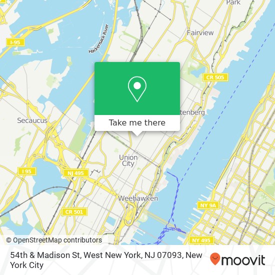 Mapa de 54th & Madison St, West New York, NJ 07093