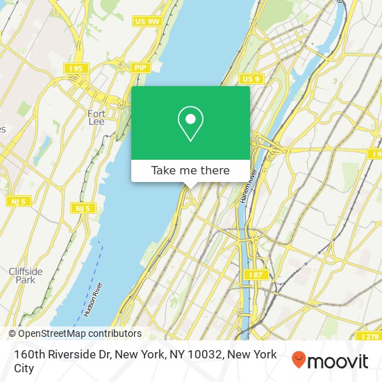 Mapa de 160th Riverside Dr, New York, NY 10032