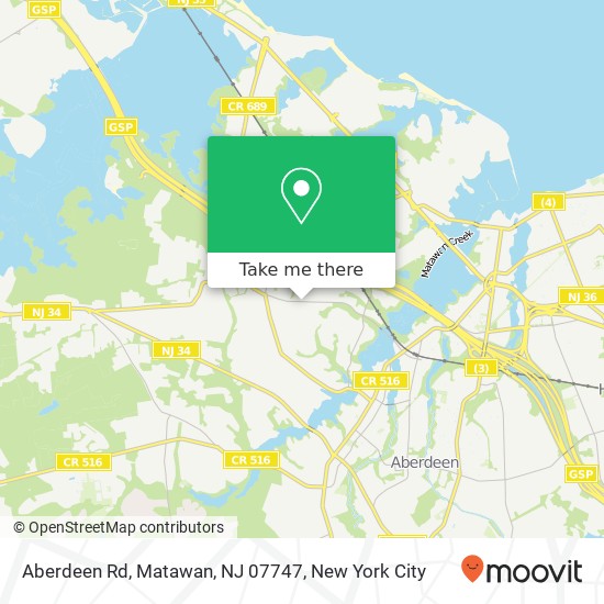 Mapa de Aberdeen Rd, Matawan, NJ 07747