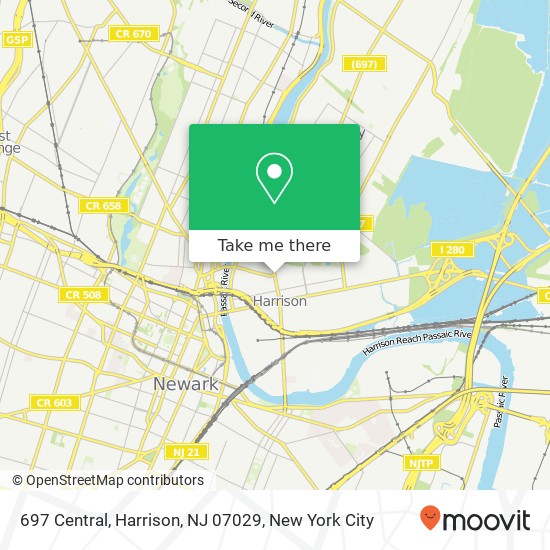 Mapa de 697 Central, Harrison, NJ 07029