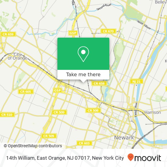 Mapa de 14th William, East Orange, NJ 07017