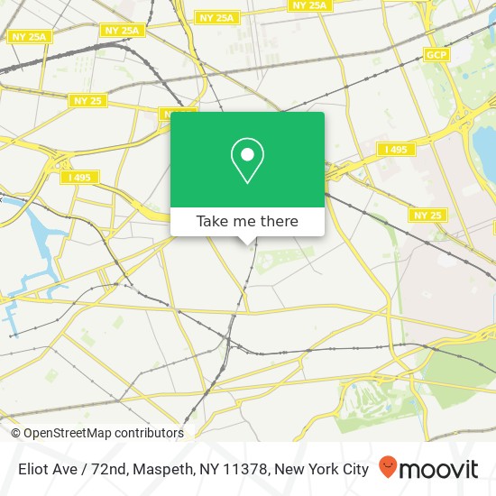 Mapa de Eliot Ave / 72nd, Maspeth, NY 11378