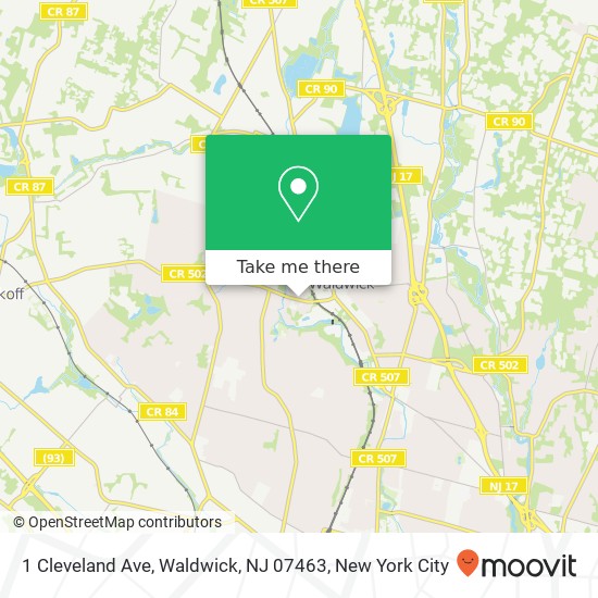 Mapa de 1 Cleveland Ave, Waldwick, NJ 07463