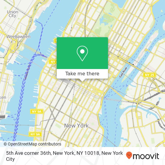 Mapa de 5th Ave corner 36th, New York, NY 10018