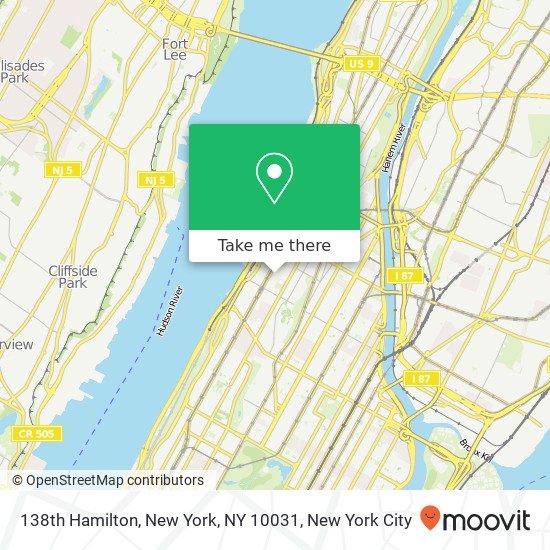 138th Hamilton, New York, NY 10031 map