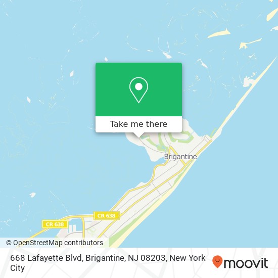 Mapa de 668 Lafayette Blvd, Brigantine, NJ 08203