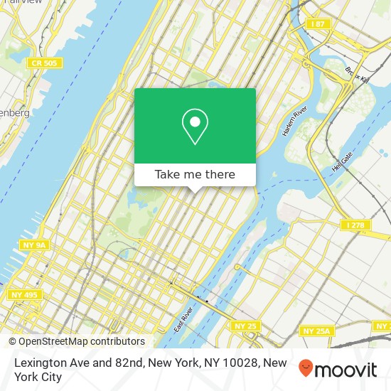 Lexington Ave and 82nd, New York, NY 10028 map