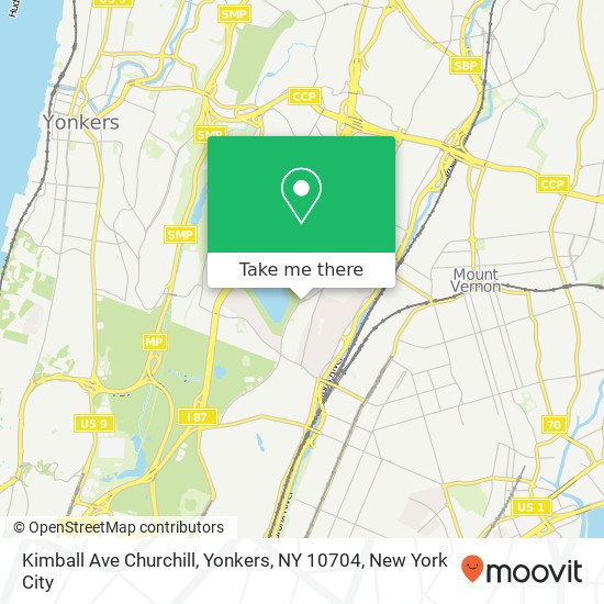 Mapa de Kimball Ave Churchill, Yonkers, NY 10704