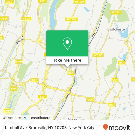 Mapa de Kimball Ave, Bronxville, NY 10708