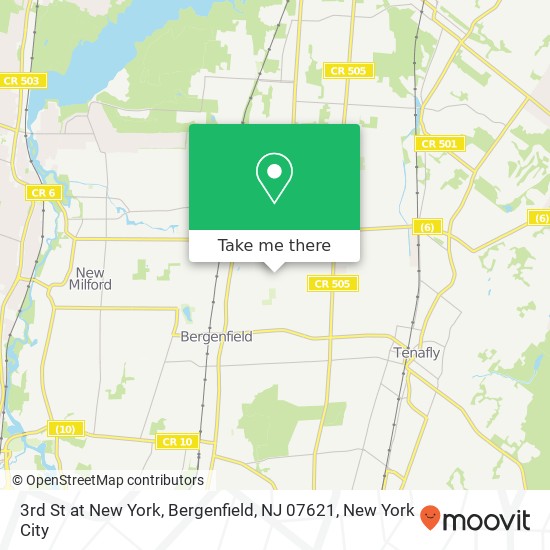 Mapa de 3rd St at New York, Bergenfield, NJ 07621