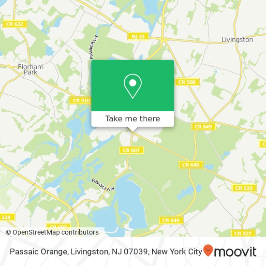 Mapa de Passaic Orange, Livingston, NJ 07039
