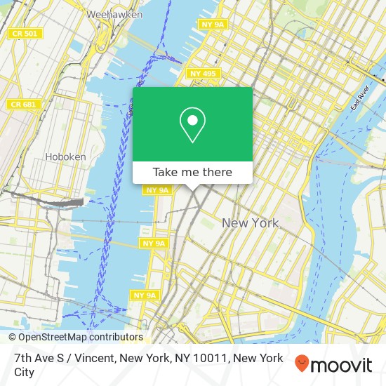 7th Ave S / Vincent, New York, NY 10011 map