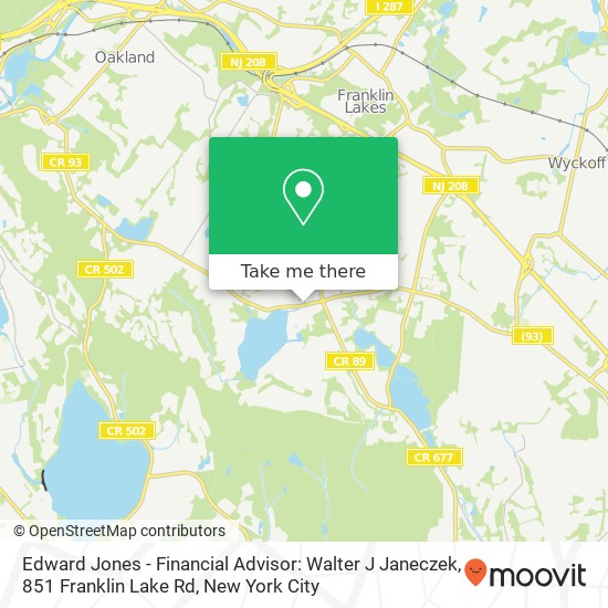 Mapa de Edward Jones - Financial Advisor: Walter J Janeczek, 851 Franklin Lake Rd