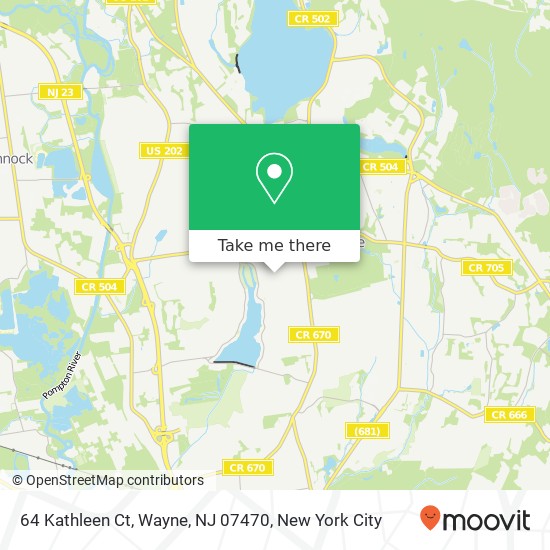 Mapa de 64 Kathleen Ct, Wayne, NJ 07470