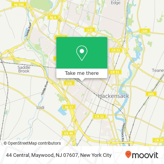 Mapa de 44 Central, Maywood, NJ 07607