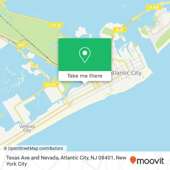Mapa de Texas Ave and Nevada, Atlantic City, NJ 08401