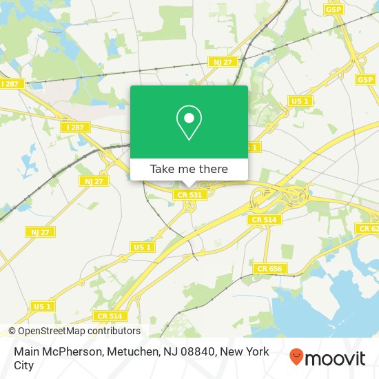 Mapa de Main McPherson, Metuchen, NJ 08840