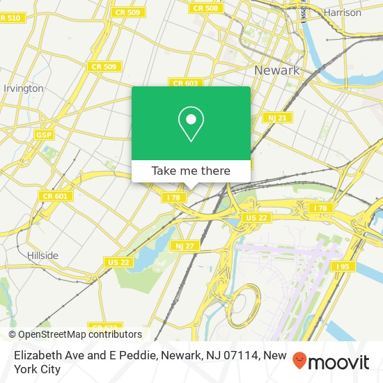 Elizabeth Ave and E Peddie, Newark, NJ 07114 map