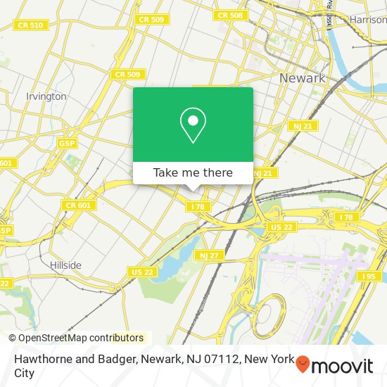 Mapa de Hawthorne and Badger, Newark, NJ 07112