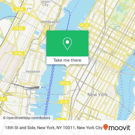 18th St and Side, New York, NY 10011 map