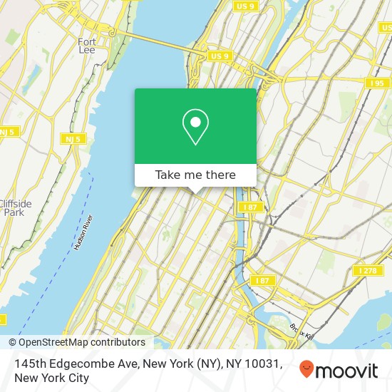 Mapa de 145th Edgecombe Ave, New York (NY), NY 10031