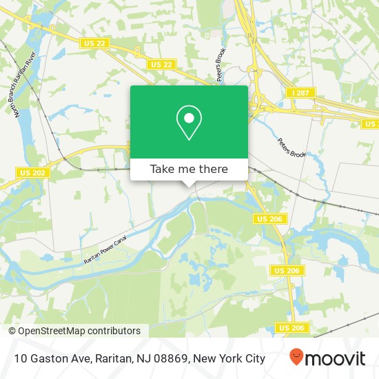 Mapa de 10 Gaston Ave, Raritan, NJ 08869