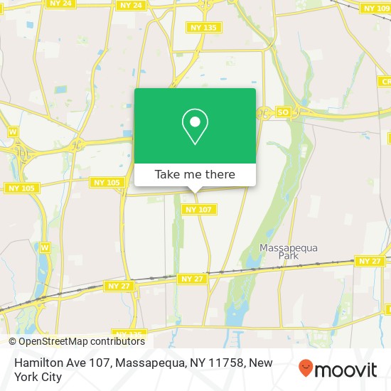 Mapa de Hamilton Ave 107, Massapequa, NY 11758