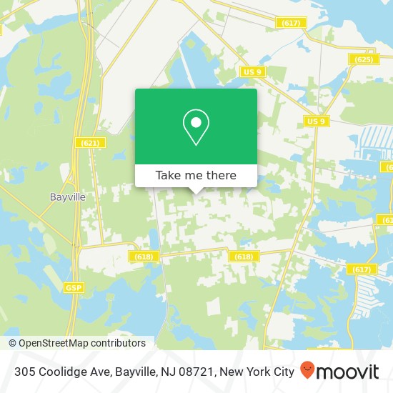 Mapa de 305 Coolidge Ave, Bayville, NJ 08721