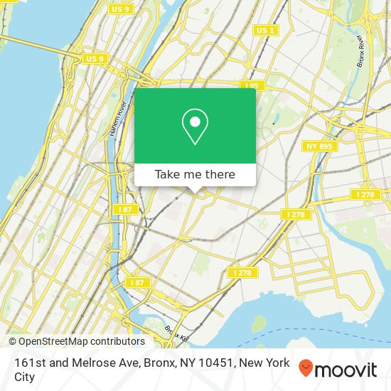 161st and Melrose Ave, Bronx, NY 10451 map