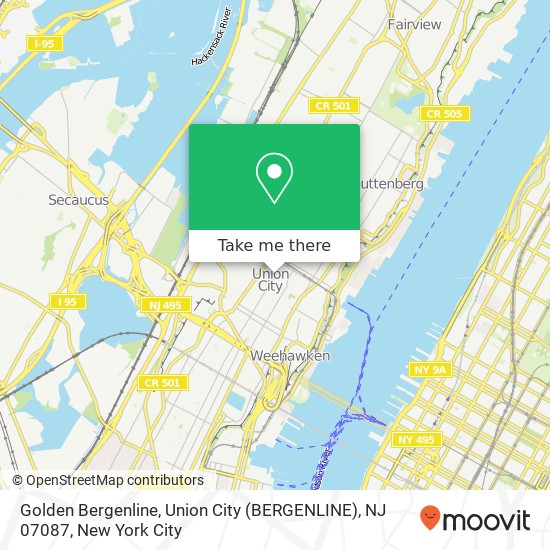 Mapa de Golden Bergenline, Union City (BERGENLINE), NJ 07087
