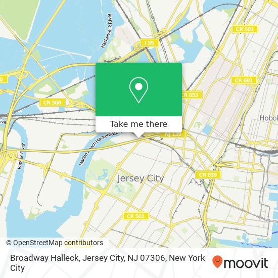 Mapa de Broadway Halleck, Jersey City, NJ 07306