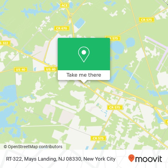 Mapa de RT-322, Mays Landing, NJ 08330