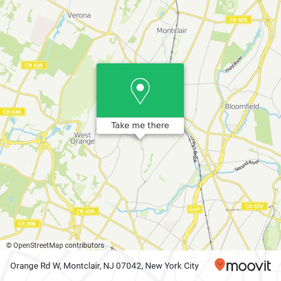 Mapa de Orange Rd W, Montclair, NJ 07042
