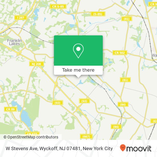 Mapa de W Stevens Ave, Wyckoff, NJ 07481
