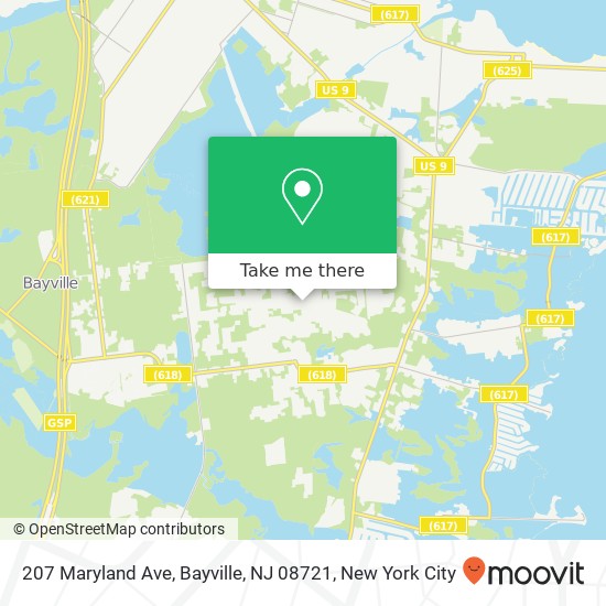 Mapa de 207 Maryland Ave, Bayville, NJ 08721