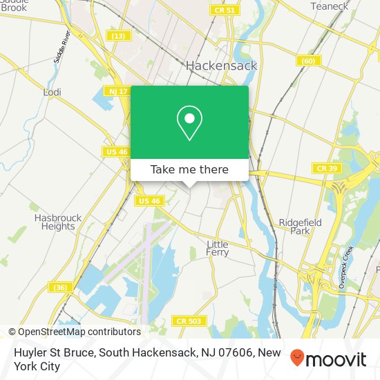 Mapa de Huyler St Bruce, South Hackensack, NJ 07606
