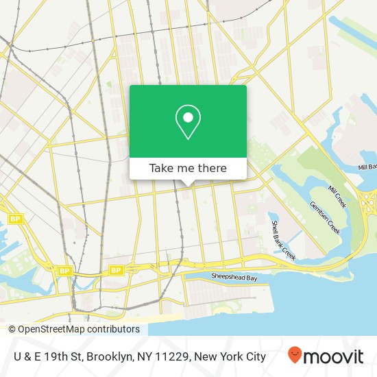 Mapa de U & E 19th St, Brooklyn, NY 11229
