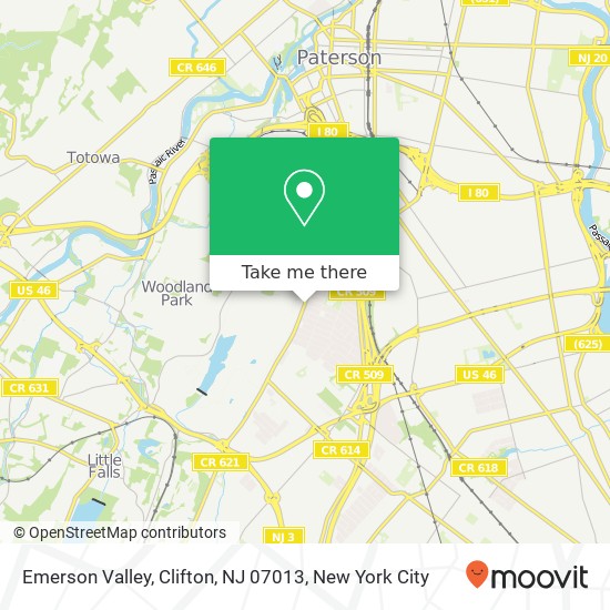 Mapa de Emerson Valley, Clifton, NJ 07013